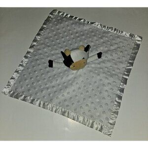 Cow Lovey Plush Baby Toy Minky Dot Satin Trim Pro Goleem White Black Brown